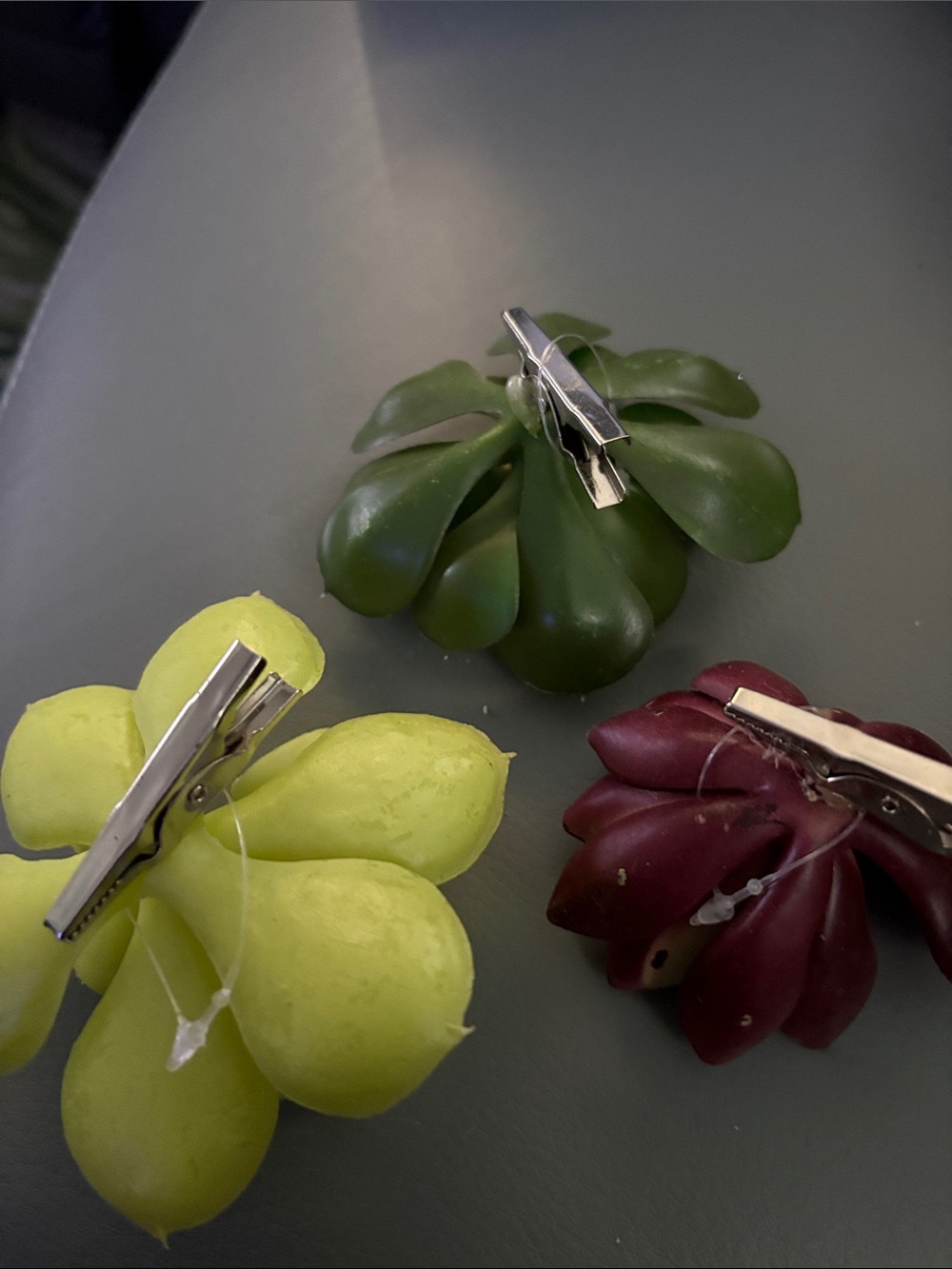 Artificial Succulent Trio - Green, Lime & Burgundy Home Accent clip - Picture 5 of 6